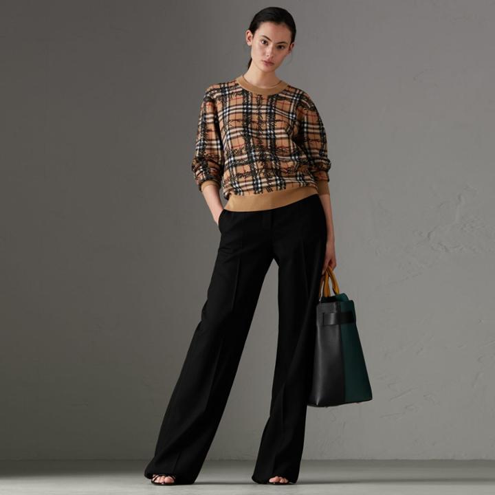 Burberry Burberry Scribble Check Merino Wool Sweater, Brown