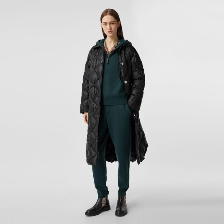 Burberry Burberry Logo Appliqu Down-filled Belted Coat, Size: Xxs, Black