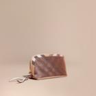 Burberry Burberry Large Zip-top Sequin And House Check Pouch, Pink