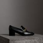 Burberry Burberry Link Detail Patent Leather Block-heel Loafers, Size: 38, Black