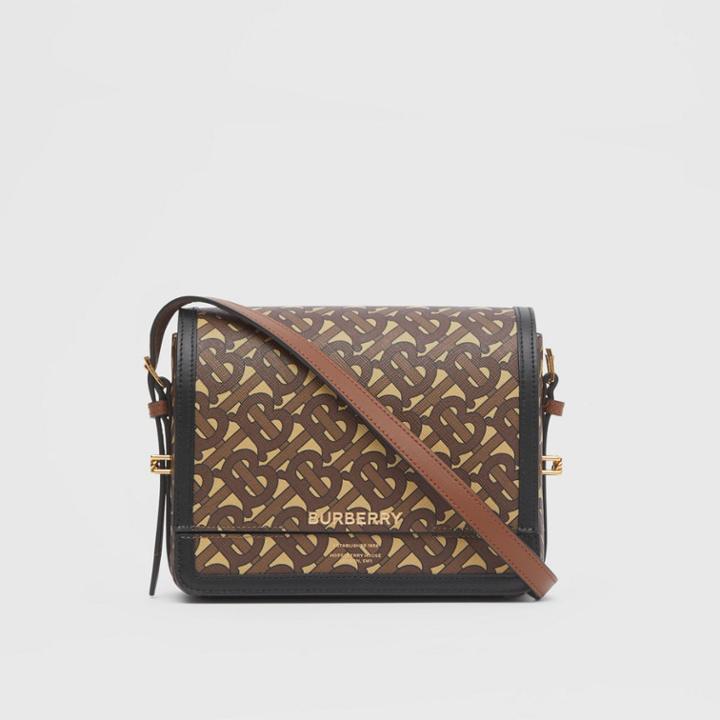 Burberry Burberry Small Monogram Print E-canvas Grace Bag, Brown