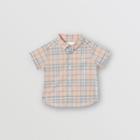 Burberry Burberry Childrens Button-down Collar Short-sleeve Check Cotton Shirt, Size: 6m, Beige