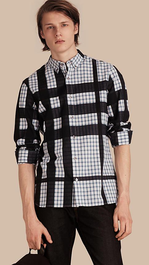 Burberry Check Jacquard Cotton Flannel Shirt