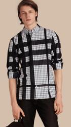 Burberry Check Jacquard Cotton Flannel Shirt