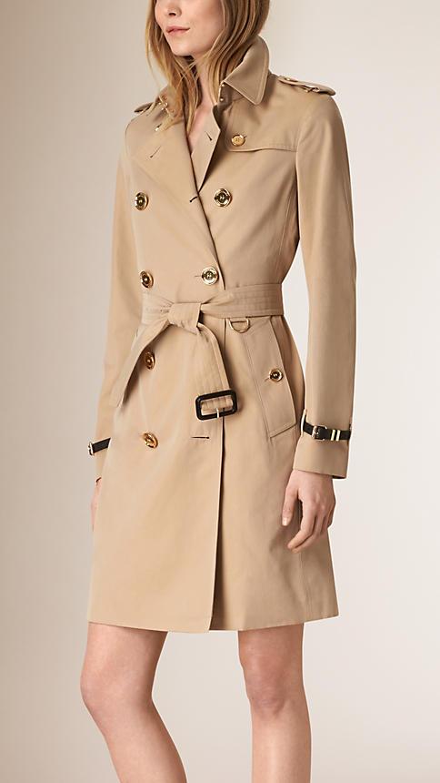 Burberry Metal Button Detail Cotton Gabardine Trench Coat