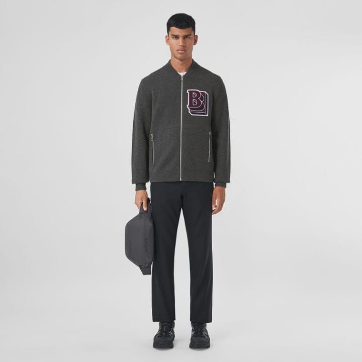 Burberry Burberry Letter Graphic Wool Cashmere Blend Bomber Jacket