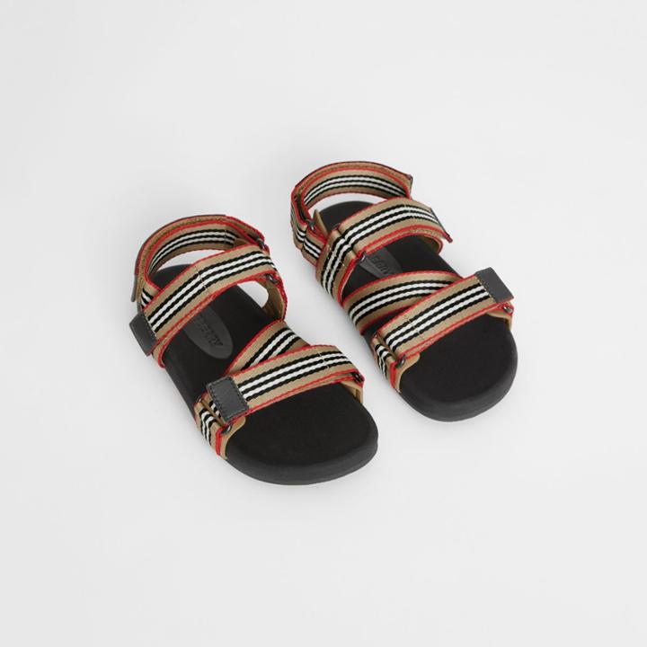 Burberry Burberry Childrens Ripstop Strap Icon Stripe Cotton Sandals, Size: 27, Black