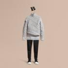 Burberry Burberry Cable And Rib Knit Collage Cotton Blend Sweater, Size: 10y, Grey