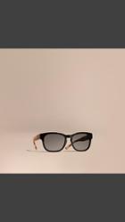 Burberry Check And Camouflage Detail Square Frame Sunglasses