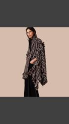 Burberry Fringed Wool Silk Cape Coat