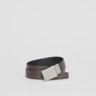 Burberry Burberry Reversible Plaque Buckle Grainy Leather Belt, Size: 90, Brown