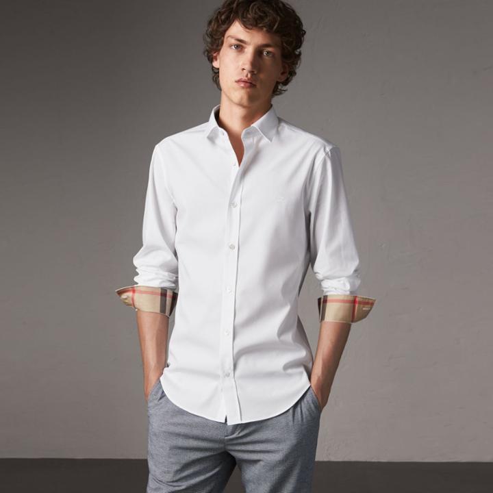 Burberry Burberry Stretch Cotton Poplin Shirt, Size: Xxl, White