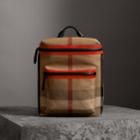 Burberry Burberry Zip-top Leather Trim Canvas Check Backpack