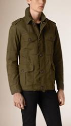 Burberry Brit Nubuck And Cotton Linen Field Jacket