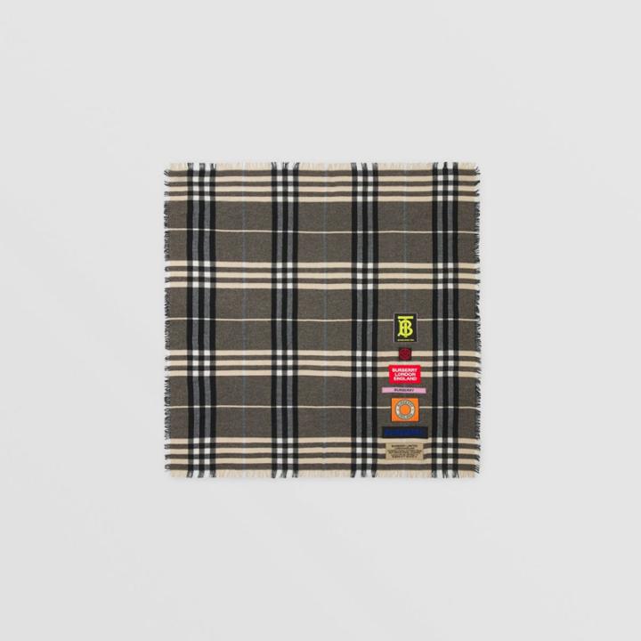 Burberry Burberry Logo Graphic Check Cashmere Large Square Scarf