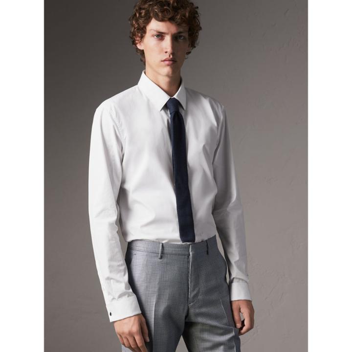 Burberry Burberry Slim Fit Double-cuff Cotton Poplin Shirt, Size: 18, White