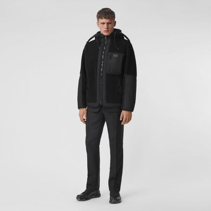Burberry Burberry Logo Appliqu Fleece Hooded Jacket, Size: S