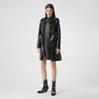 Burberry Burberry Studded Crinkled Leather Trench Coat, Size: 04, Black