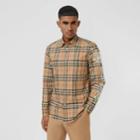 Burberry Burberry Logo Print Vintage Check Cotton Poplin Shirt, Size: Xs, Beige