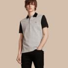 Burberry Burberry Colour-block Cotton Piqu Polo Shirt, Size: Xxl, Grey