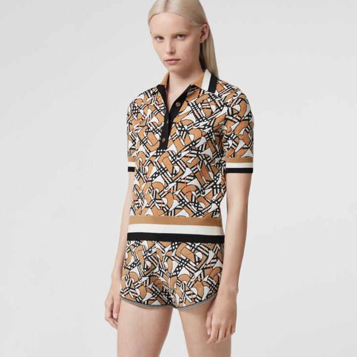 Burberry Burberry Monogram Wool Blend Jacquard Polo Shirt, Size: Xxs