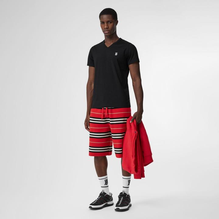 Burberry Burberry Monogram Motif Cotton V-neck T-shirt, Size: Xxxl, Black