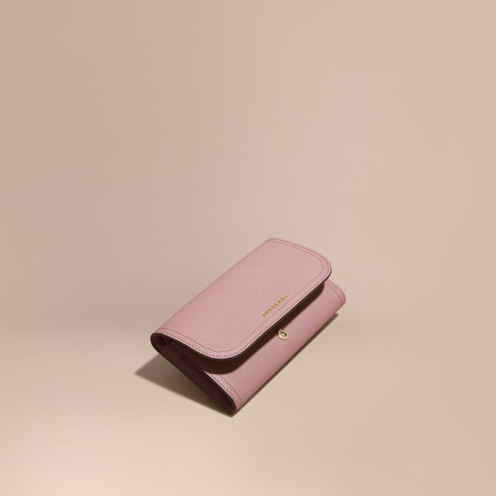 Burberry Burberry Leather Continental Wallet With Removable Coin Case, Pink