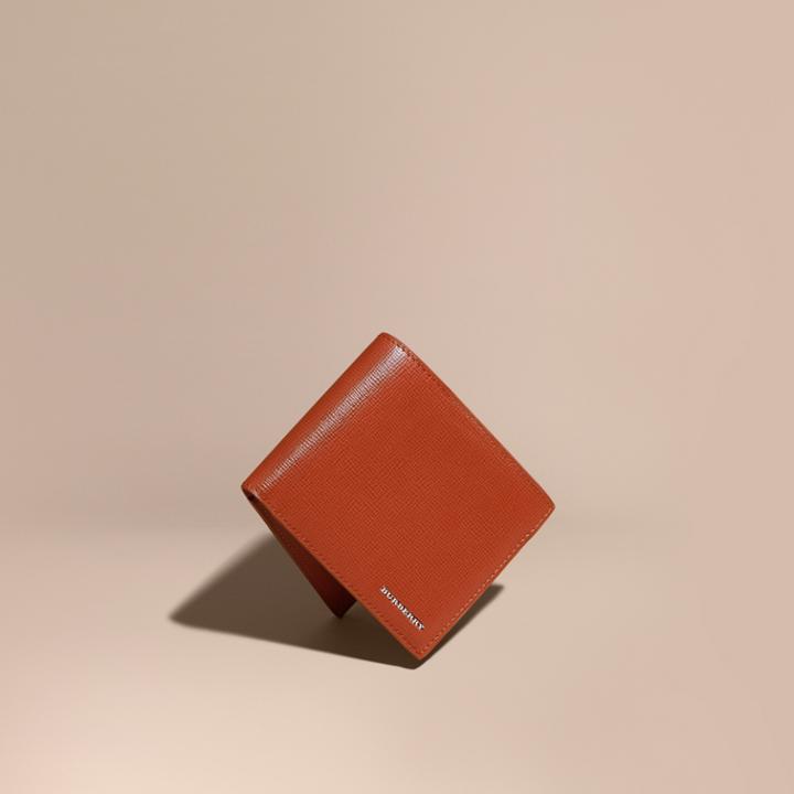 Burberry Burberry London Leather Id Wallet, Orange
