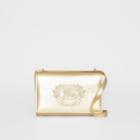 Burberry Burberry Embossed Crest Metallic Leather Wallet With Detachable Strap, Gold