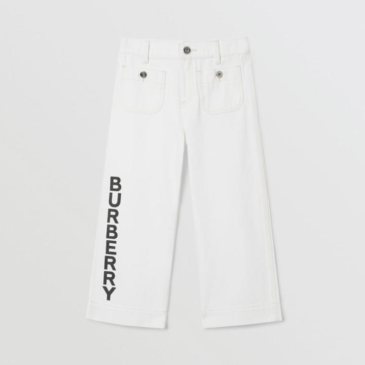 Burberry Burberry Childrens Logo Print Japanese Denim Jeans, Size: 12y, White