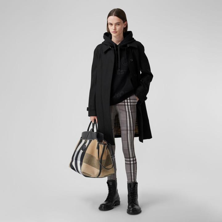 Burberry Burberry Cotton Gabardine Belted Swing Coat, Size: 06, Black
