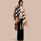 Burberry Burberry Check Cashmere And Wool Poncho, Brown