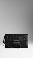 Burberry Alligator Leather Wrist-strap Wallet
