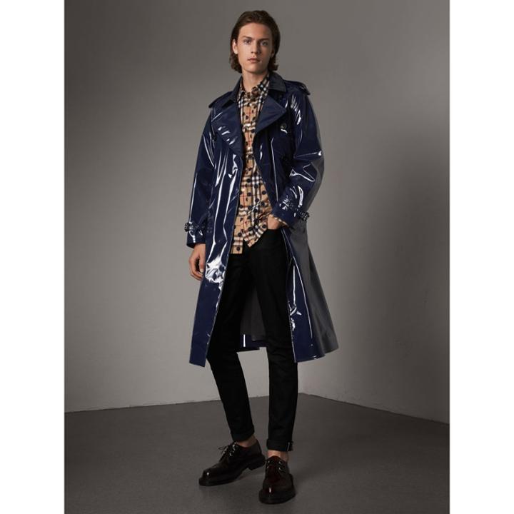 Burberry Burberry Laminated Cotton Trench Coat, Size: 46