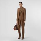 Burberry Burberry Pleat Detail Technical Linen Tailored Trousers, Size: 00, Brown