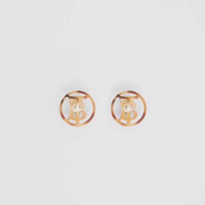 Burberry Burberry Resin And Gold-plated Monogram Motif Earrings, Yellow