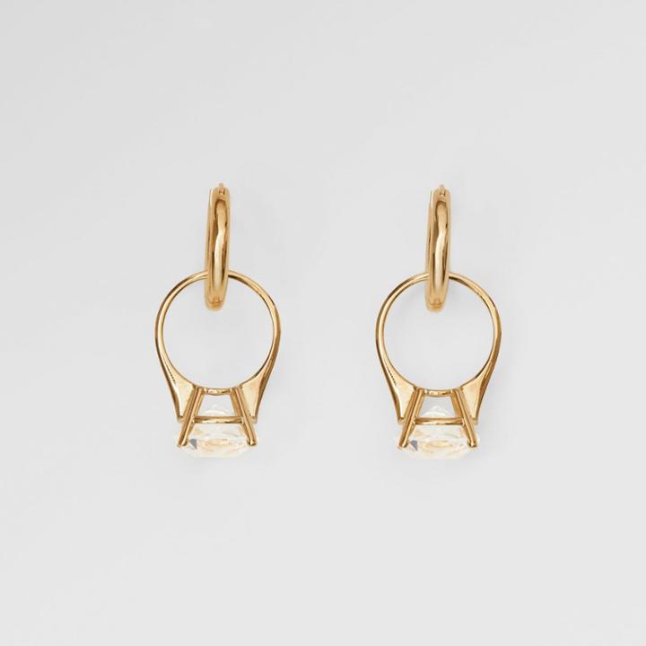 Burberry Burberry Crystal Ring Detail Gold-plated Hoop Earrings, Yellow