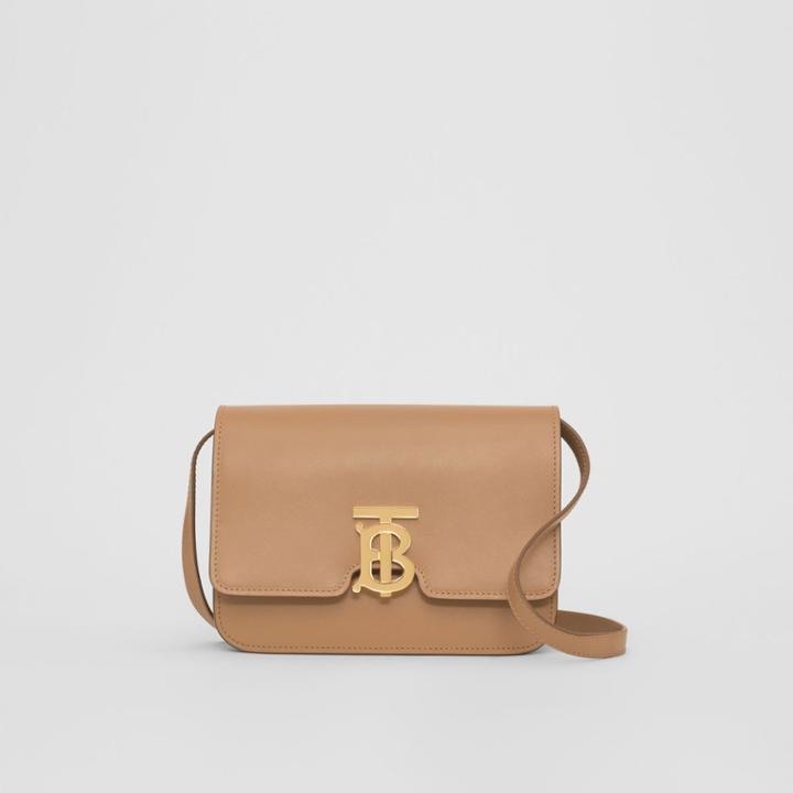 Burberry Burberry Small Leather Tb Bag, Light Camel
