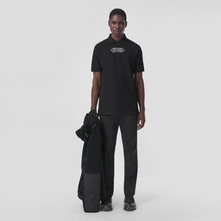 Burberry Burberry Location Print Cotton Piqu Oversized Polo Shirt
