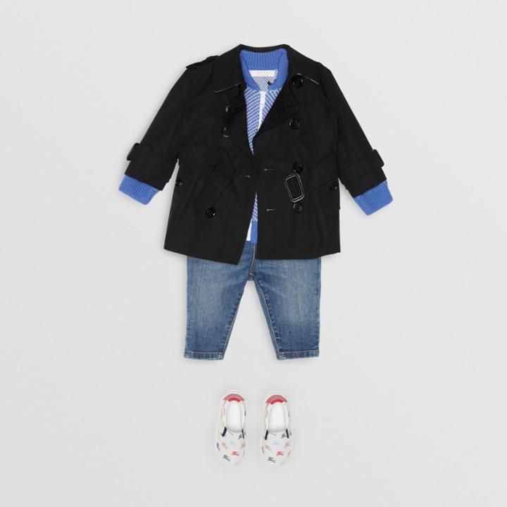 Burberry Burberry Childrens Cotton Gabardine Trench Coat, Size: 12m, Black
