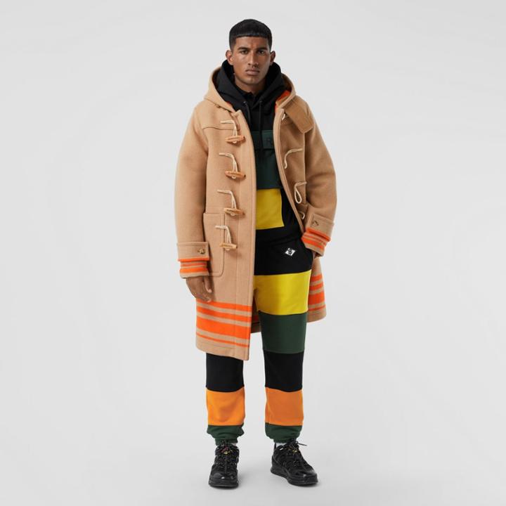 Burberry Burberry Logo Graphic Colour Block Cotton Trackpants, Size: M, Yellow
