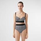 Burberry Burberry Logo Tape Gingham Bikini Briefs, Size: Xs, Black