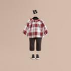 Burberry Burberry Ruffle Collar Check Cotton Flannel Top, Size: 3y, Red