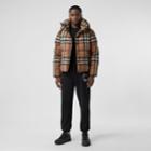 Burberry Burberry Detachable Sleeve Check Cotton Hooded Puffer Jacket, Size: M, Brown