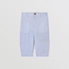 Burberry Burberry Childrens Striped Cotton Seersucker Tailored Trousers, Size: 18m, Blue