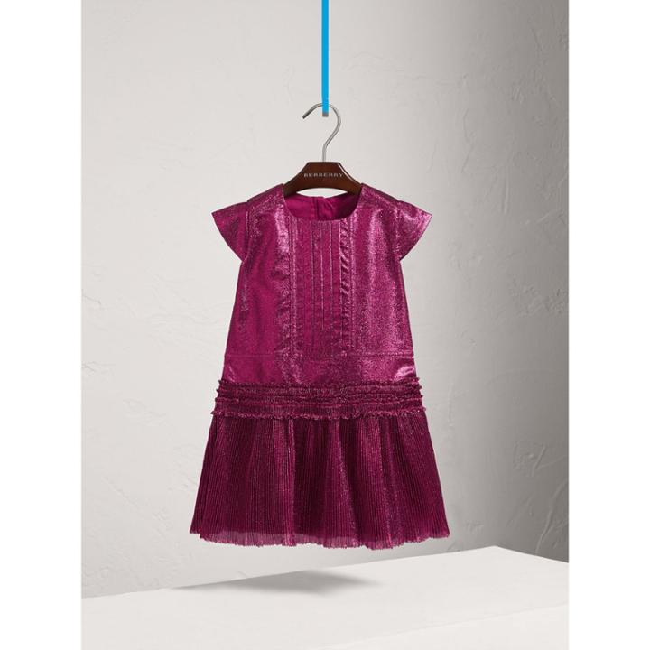 Burberry Burberry Frill Detail Lam Dress, Size: 10y, Pink