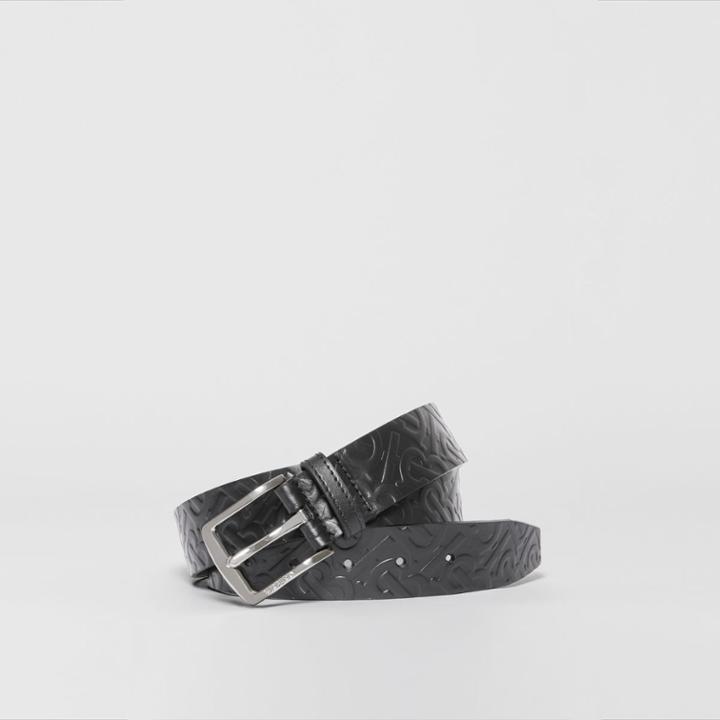 Burberry Burberry Monogram Leather Belt, Size: 90, Black