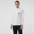 Burberry Burberry Embroidered Archive Logo Cotton Oxford Shirt, White