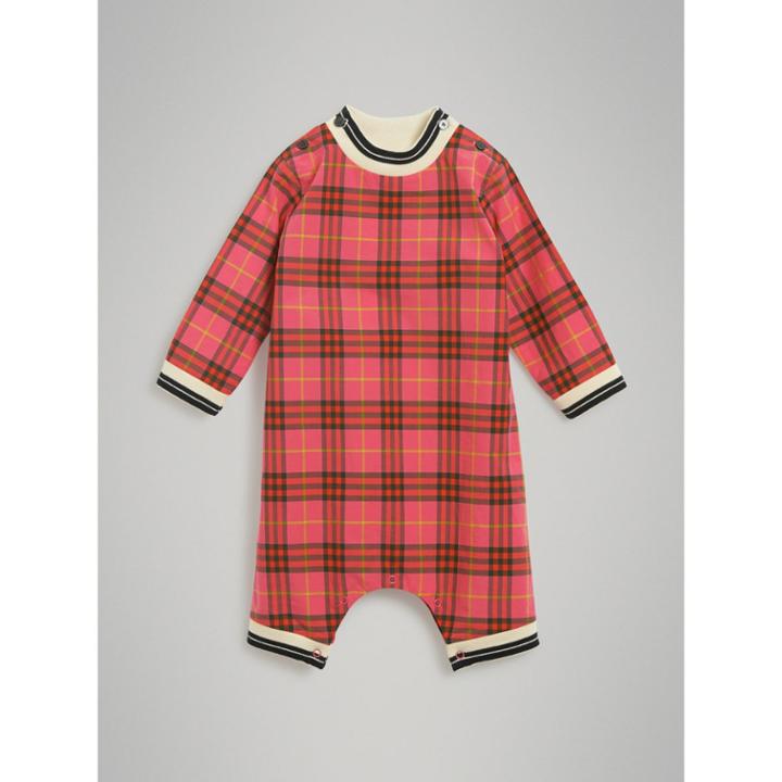 Burberry Burberry Check Cotton Jumpsuit, Size: 12m, Red
