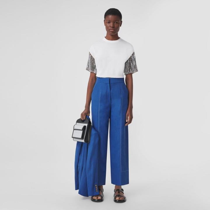 Burberry Burberry Crystal-embellished Sleeve Cotton Oversized T-shirt
